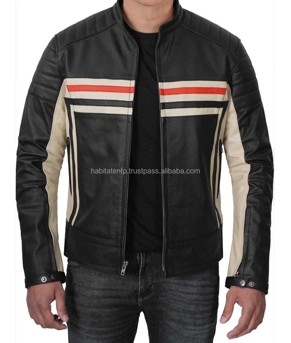 Men Black Racer Leather Jacket