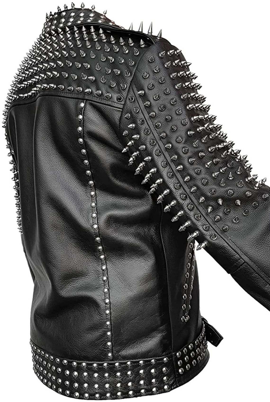 Genuine Lambskin Studded Biker Men Leather Jacket Biker Vintage Studs Jacket