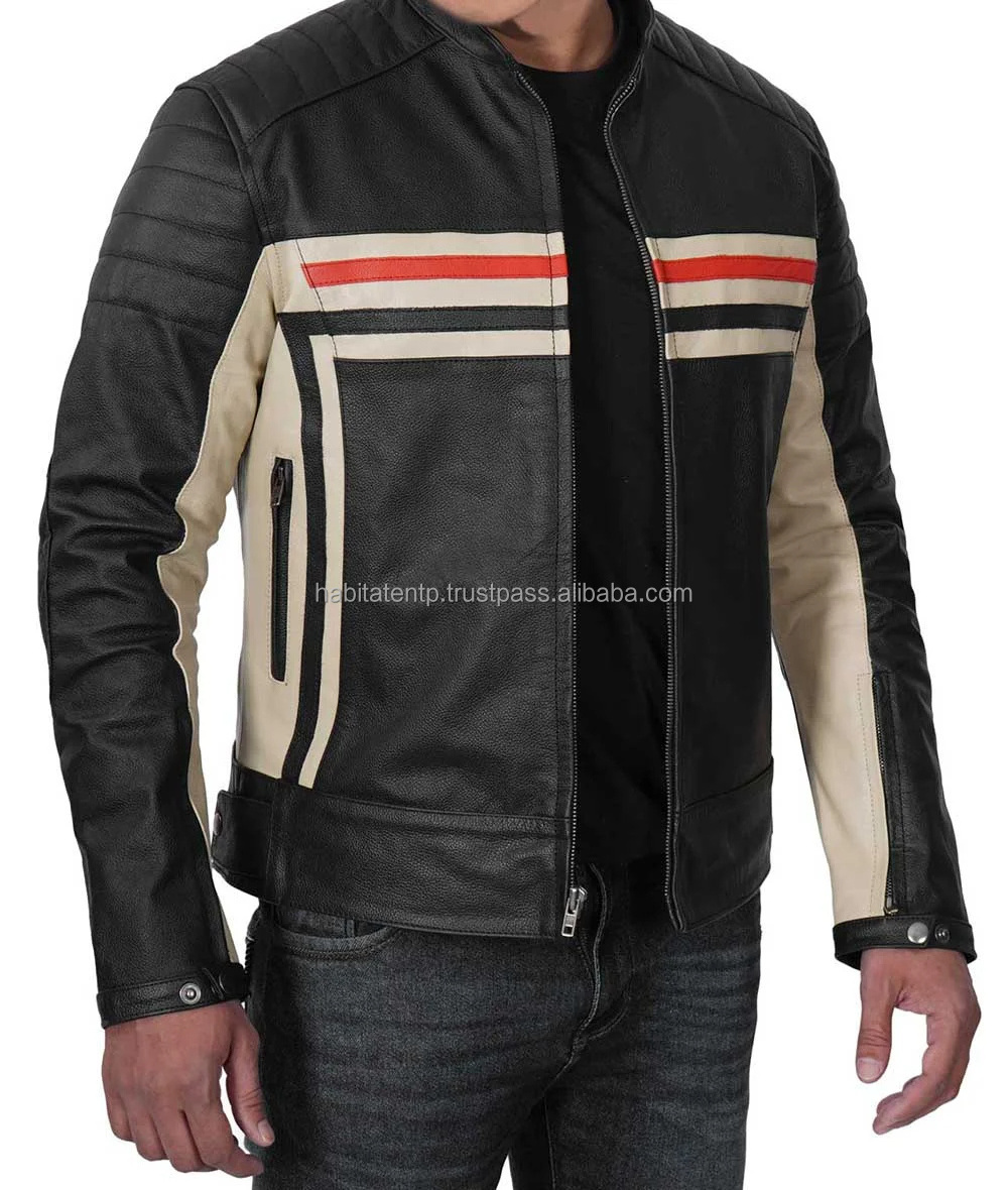 Men Black Racer Leather Jacket