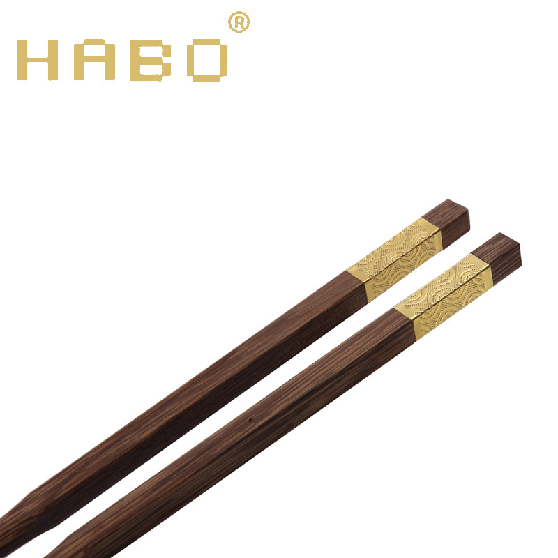 HABO houseware antibacterial anti-mould non-skid eco-frindly metal ring alloy tableware elegant chopstick with LOGO for gift SGS