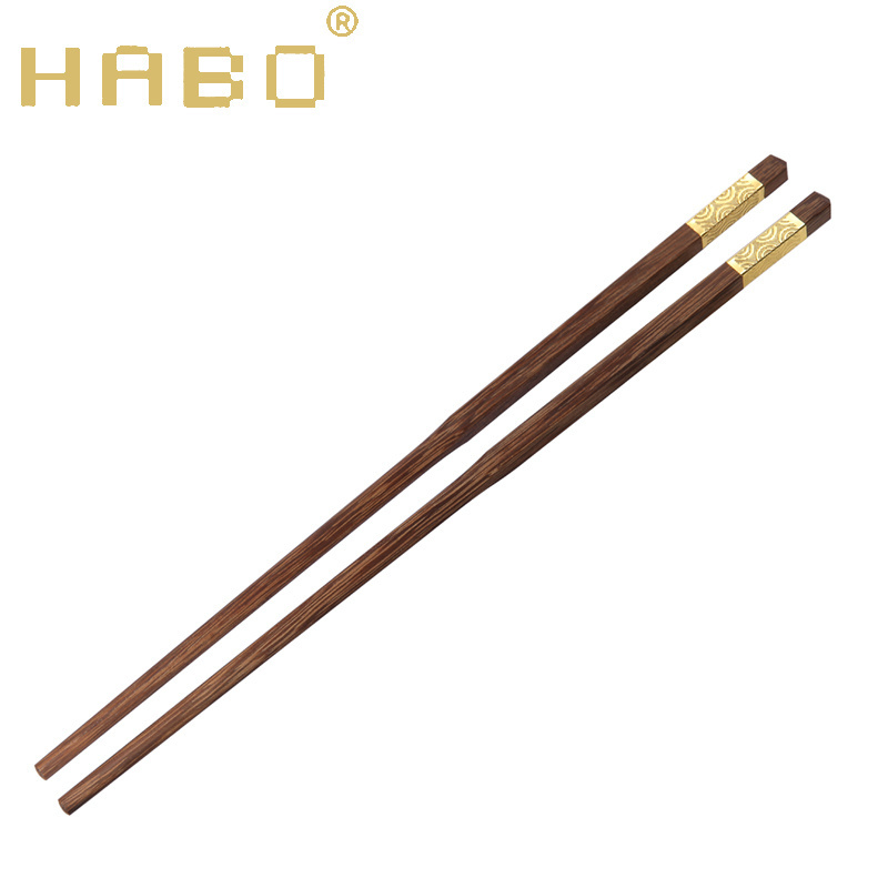 HABO houseware antibacterial anti-mould non-skid eco-frindly metal ring alloy tableware elegant chopstick with LOGO for gift SGS