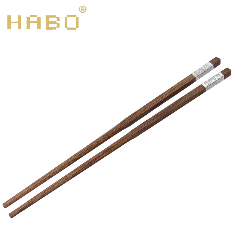 HABO houseware antibacterial anti-mould non-skid eco-frindly metal ring alloy tableware elegant chopstick with LOGO for gift SGS