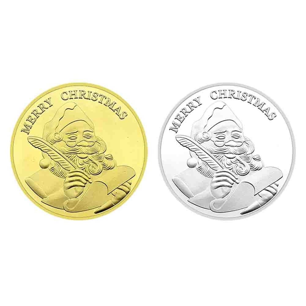 Merry Christmas Gold Plated Coin in Capsule Happy Holiday Gift Santa Claus Medal