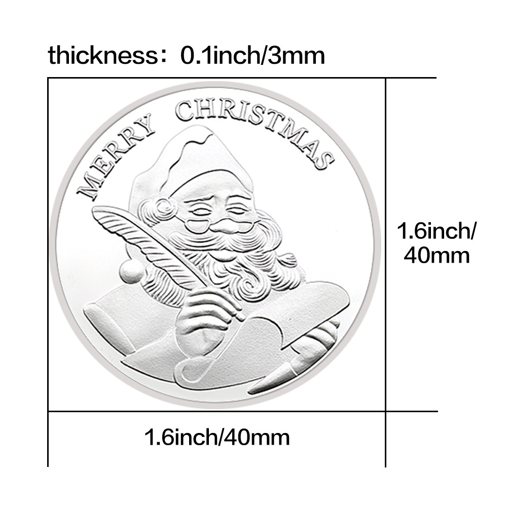 Merry Christmas Gold Plated Coin in Capsule Happy Holiday Gift Santa Claus Medal