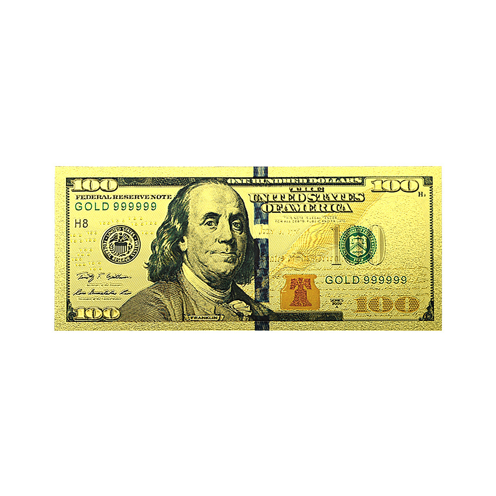 1/2/5/10/20/50/100 US Dollar Gold Foil Banknote Furniture Decoration Plastic Money Crafts Collectibles Holiday Gifts