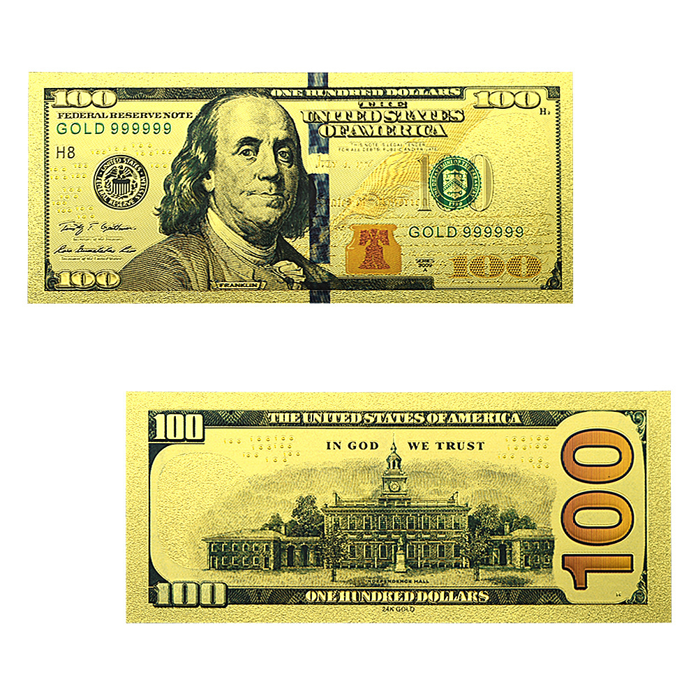 1/2/5/10/20/50/100 US Dollar Gold Foil Banknote Furniture Decoration Plastic Money Crafts Collectibles Holiday Gifts