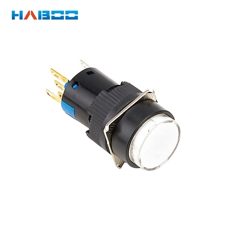 HBD16 SERIES 12V LED RED plastic with red color head momentary reset push button switch