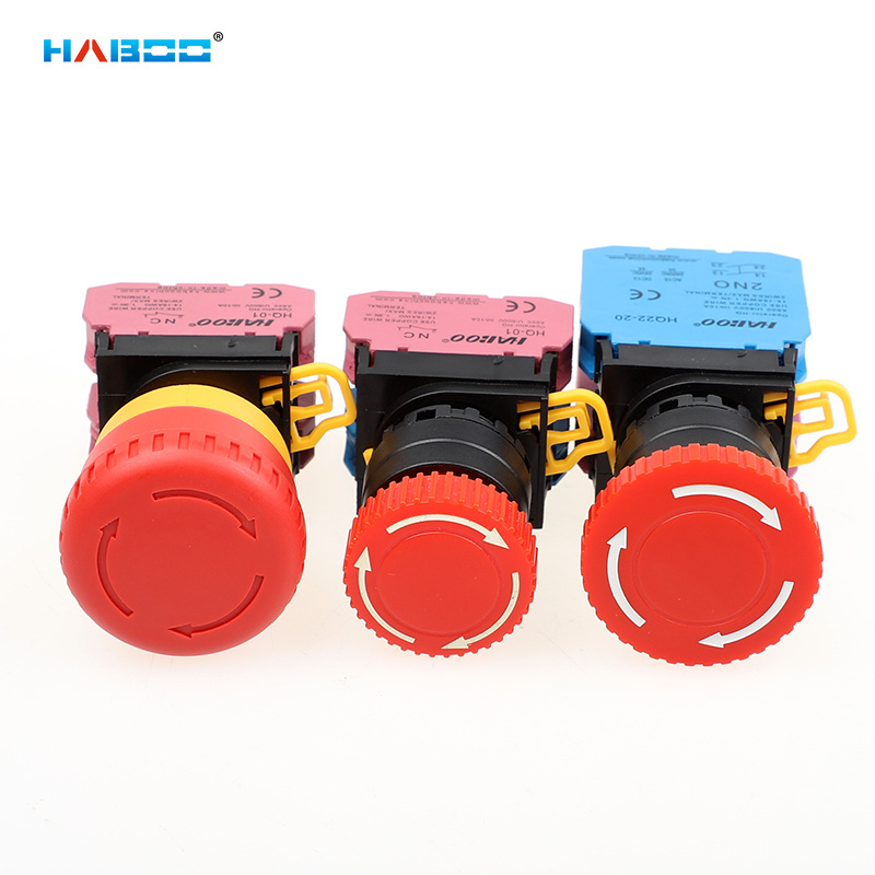 HABOO 22mm IDEC Similar YW1L-V4E01Q Emergency Stop Switch with Lamp  6V 12V 24V 110V 220V