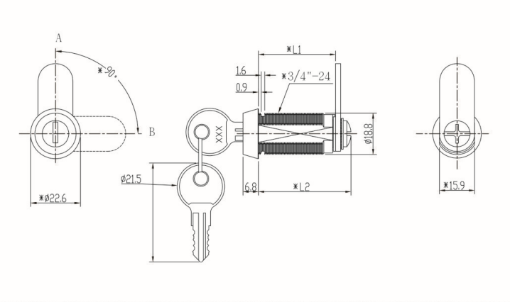 HB501 Mailbox Master Key Cam Latch Lock For Vending Machines