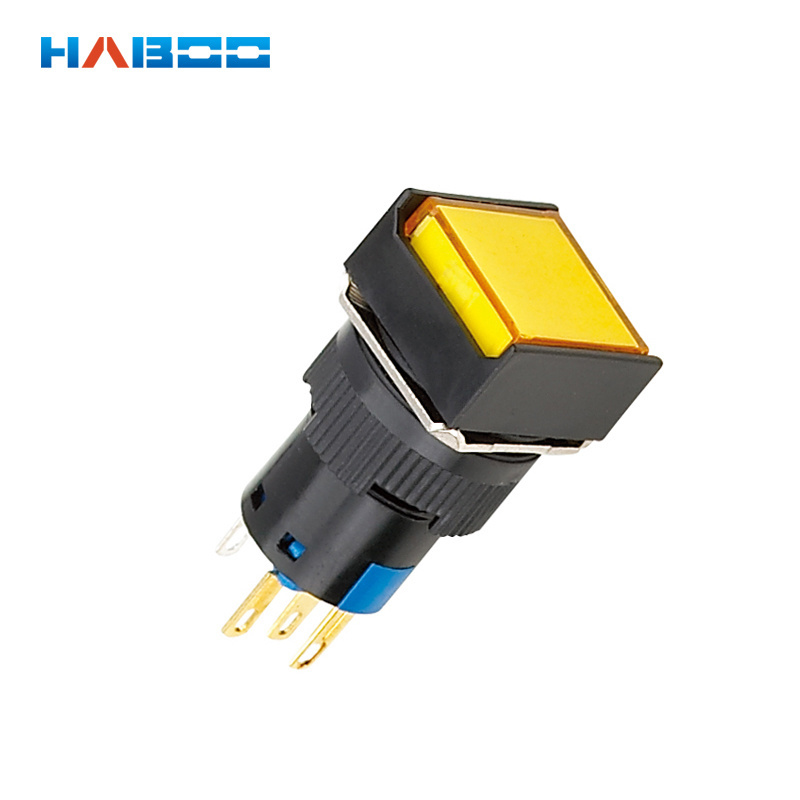 16mm waterproof IP65 illuminated  momentary mini push button switch on off with LED lamp square light switch