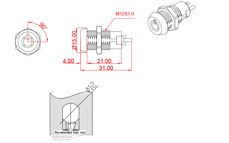 HB003 3 pole 2 position spring return key switch lock for alarm controller