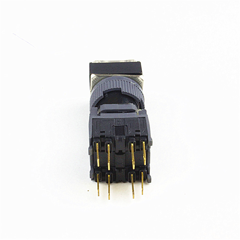 16mm Without lock momentary yellow color head 8pins push button micro switch of 3A 250V  12v led on off push button power switch