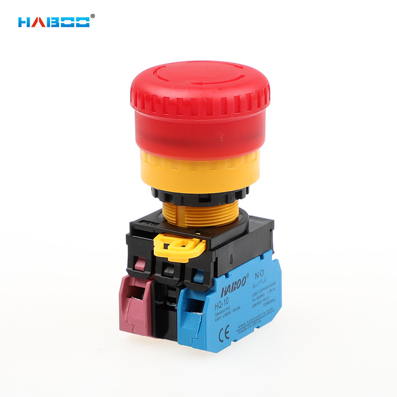 HABOO 22mm IDEC Similar YW1L-V4E01Q Emergency Stop Switch with Lamp  6V 12V 24V 110V 220V