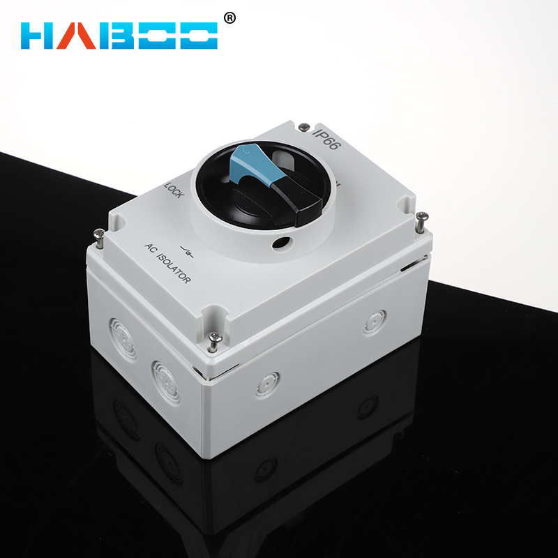 HABOO OEM Switch Disconnectors Solar Electrical AC 3P 1000VDC 32A IP66 Waterproof Isolator Switch For Solar Power System