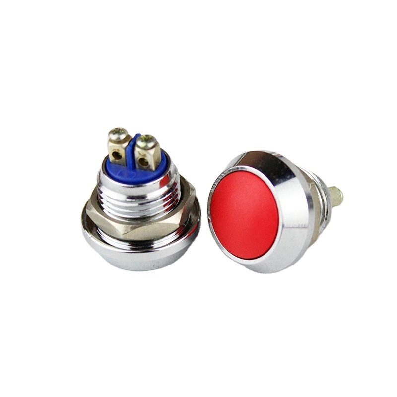 12mm Ball Round Head Reset Screw Feet Waterproof Metal Push Button Switch 2A 220V