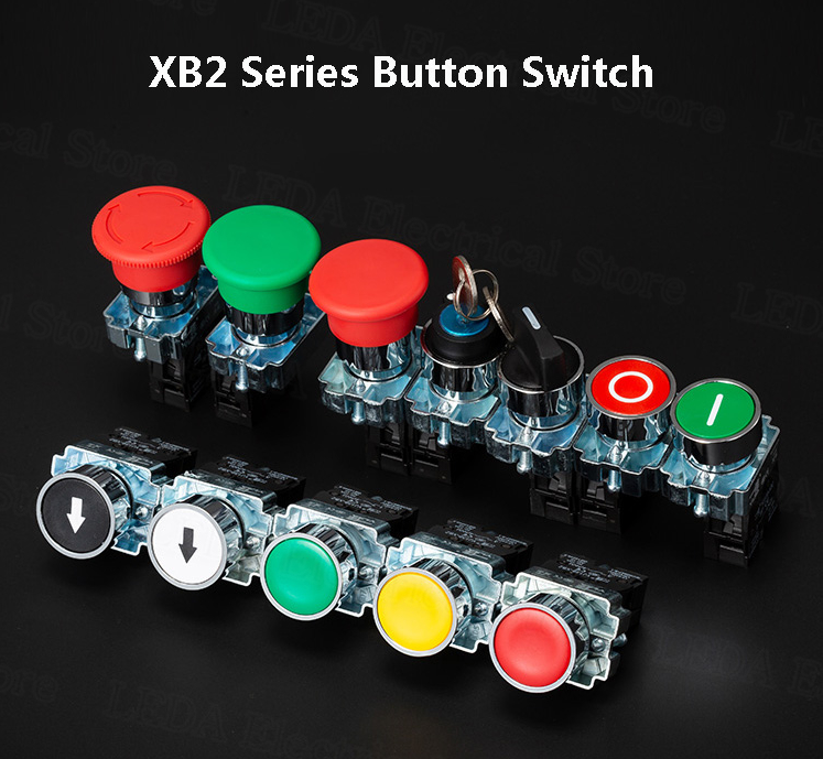 High quality XB2 button switch power supply start stop self reset point move round flat head symbol switch 22mm