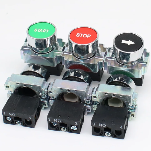 High quality XB2 button switch power supply start stop self reset point move round flat head symbol switch 22mm