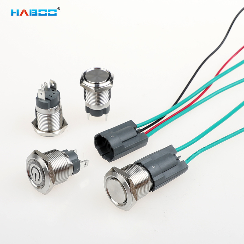 HABOO 22mm 20A High Current Metal Button Switch Led3-220v Self-reseting Self-locking Button Power Start Switch Waterproof