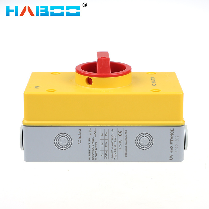 HABOO Photovoltaic Electrical disconnect Switch PV AC Power Switch 690V 32A Outdoor Waterproof IP66