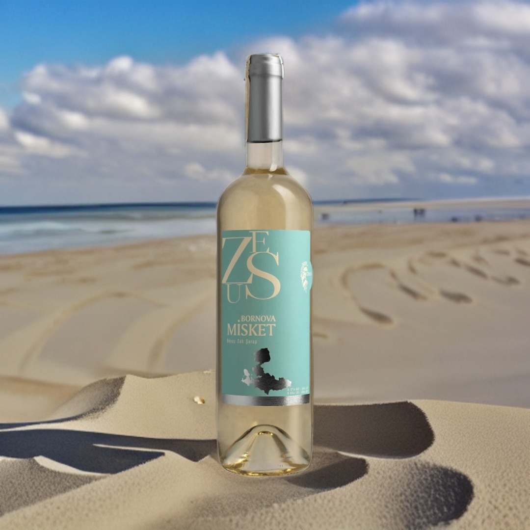 Zeus Bornova Muscat Dry White Wine 13% 75 cl Premium Lime Wine Muscatel Alcoholic Beverages Rose and Honey Flavored Muscat Grape