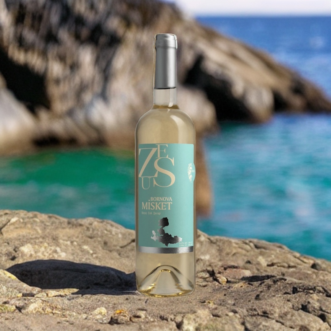 Zeus Bornova Muscat Dry White Wine 13% 75 cl Premium Lime Wine Muscatel Alcoholic Beverages Rose and Honey Flavored Muscat Grape