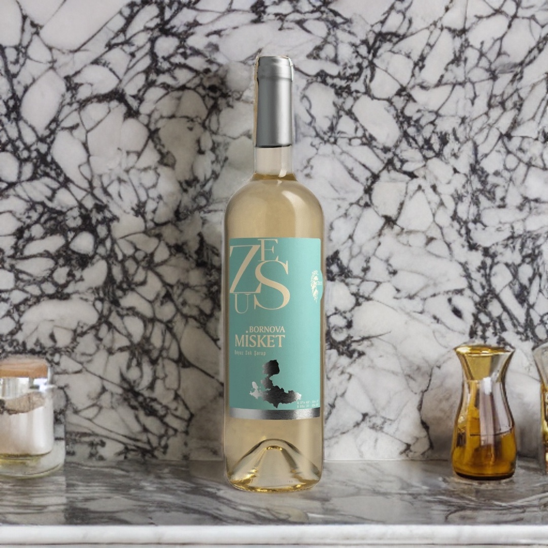 Zeus Bornova Muscat Dry White Wine 13% 75 cl Premium Lime Wine Muscatel Alcoholic Beverages Rose and Honey Flavored Muscat Grape