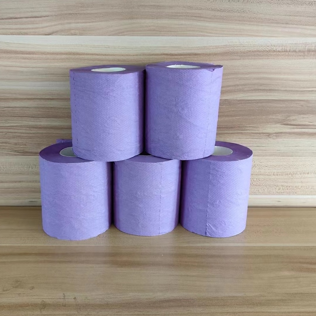 Available for Amazon Cheap Purple disposable embossing toilet tissue roll paper