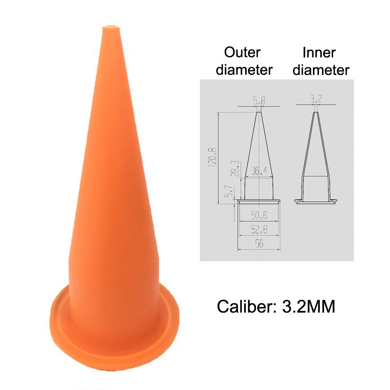 Orange Variety Caliber 3.2/ 3.4/ 4.9/ 5.9mm Caulking Gun Accessories Glass Glue Nozzle for Door and Window