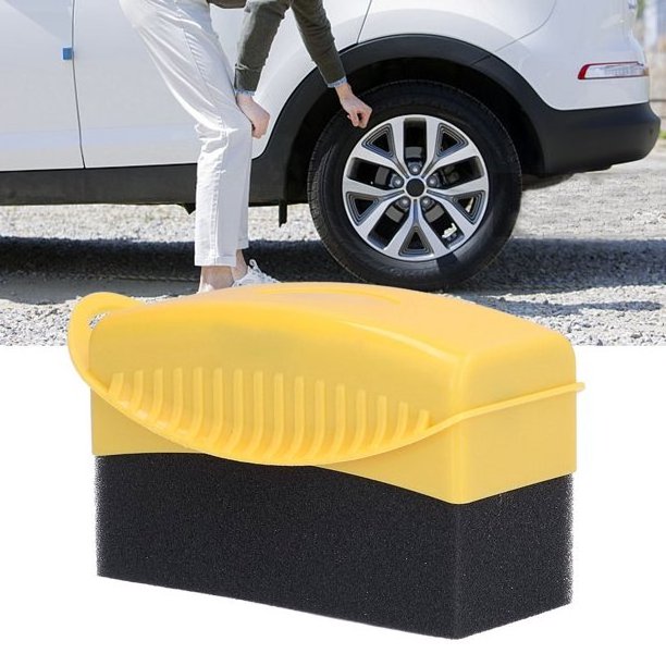 Yellow Tire Contour Dressing Applicator Pad Car Wheel Polishing Waxing Sponge Brush