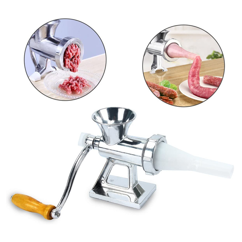 Table Hand Crank Aluminum Manual Meat Vegetable Grinder Mincer Stuffer Sausage Filler Maker Machine for Home Use