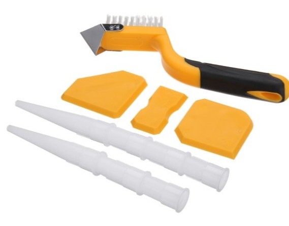 Silicone Sealant Spatula with Brush and Stainless Steel Blade