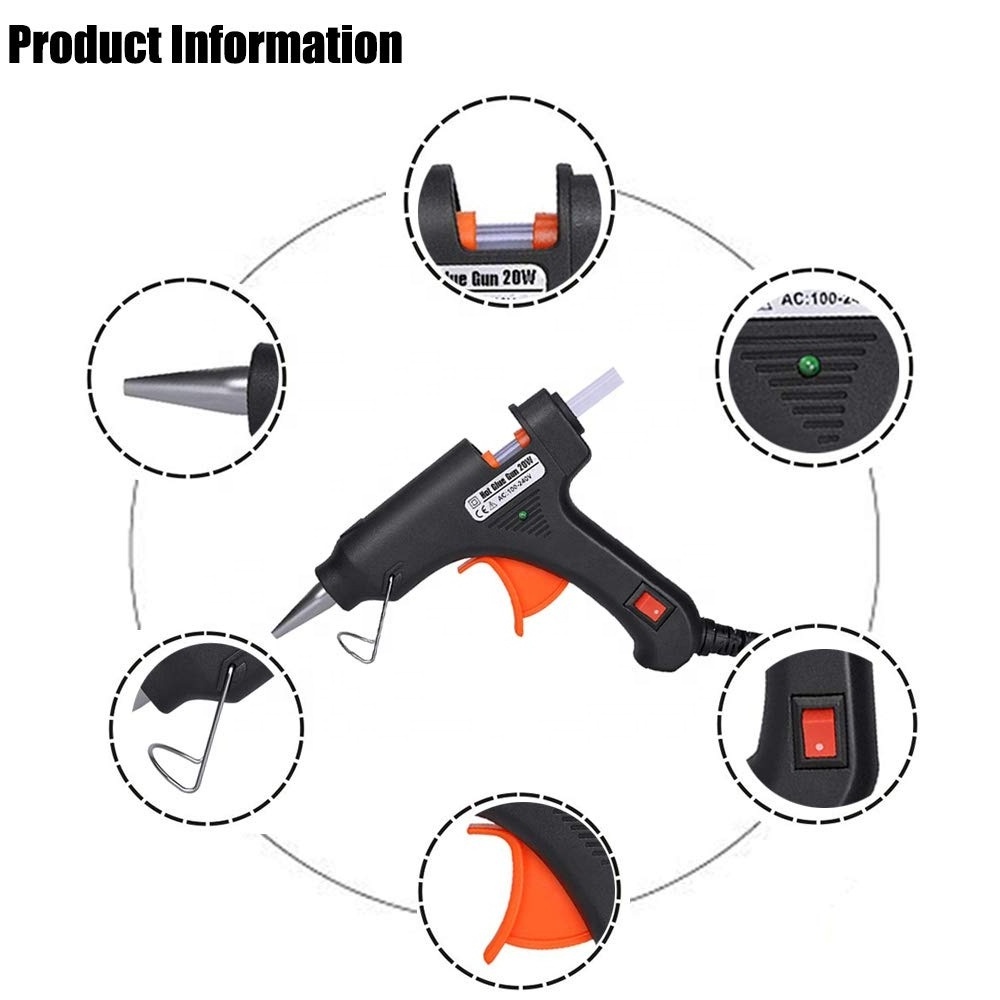 Hot Glue Gun Upgraded 20W High Temp Heavy Duty Hot Melt Glue Gun Kit with 50pcs for DIY