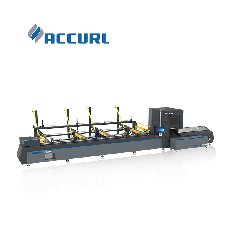 ACCURL 2000w Professional fiber laser cutting machine for pipe tube cutting with Automatic pneumatic chuck pc6020T