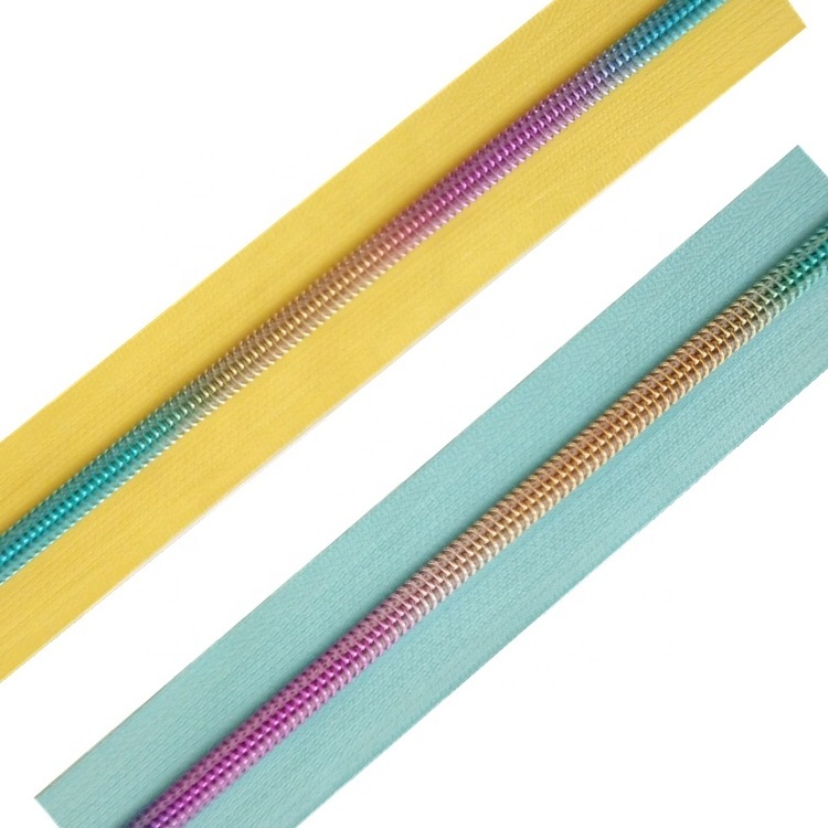 hot-sale  #3 #4 #5  rainbow  long chain nylon  zipper  for fashion bags