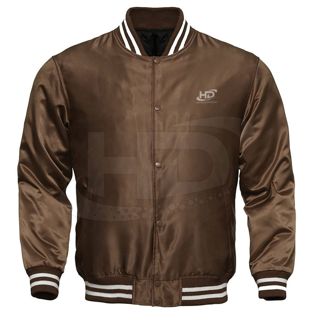 Custom embroidered  Baseball Satin Jacket 100 % Polyester Custom Satin baseball bomber varsity jackets / College Letterman