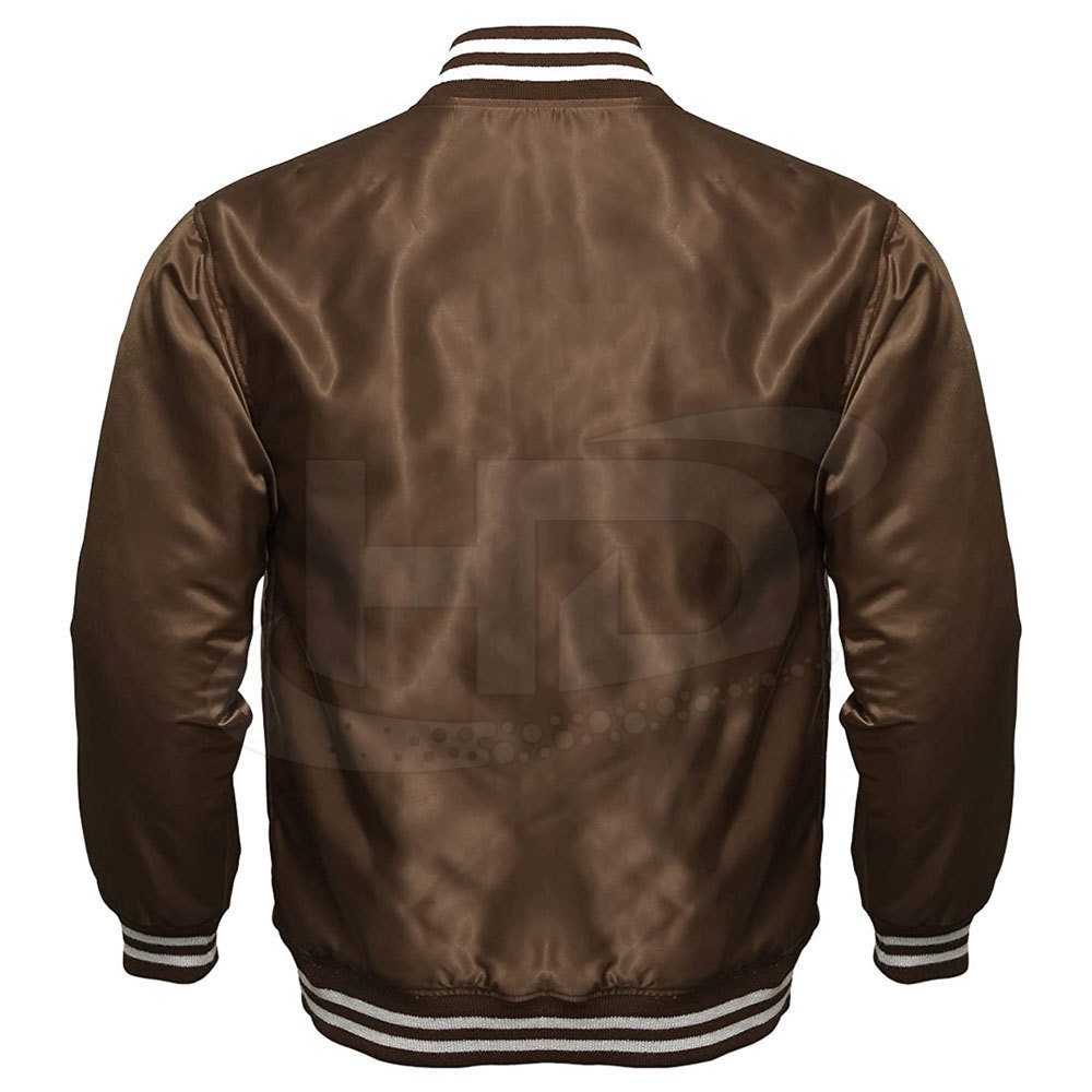 Custom embroidered  Baseball Satin Jacket 100 % Polyester Custom Satin baseball bomber varsity jackets / College Letterman