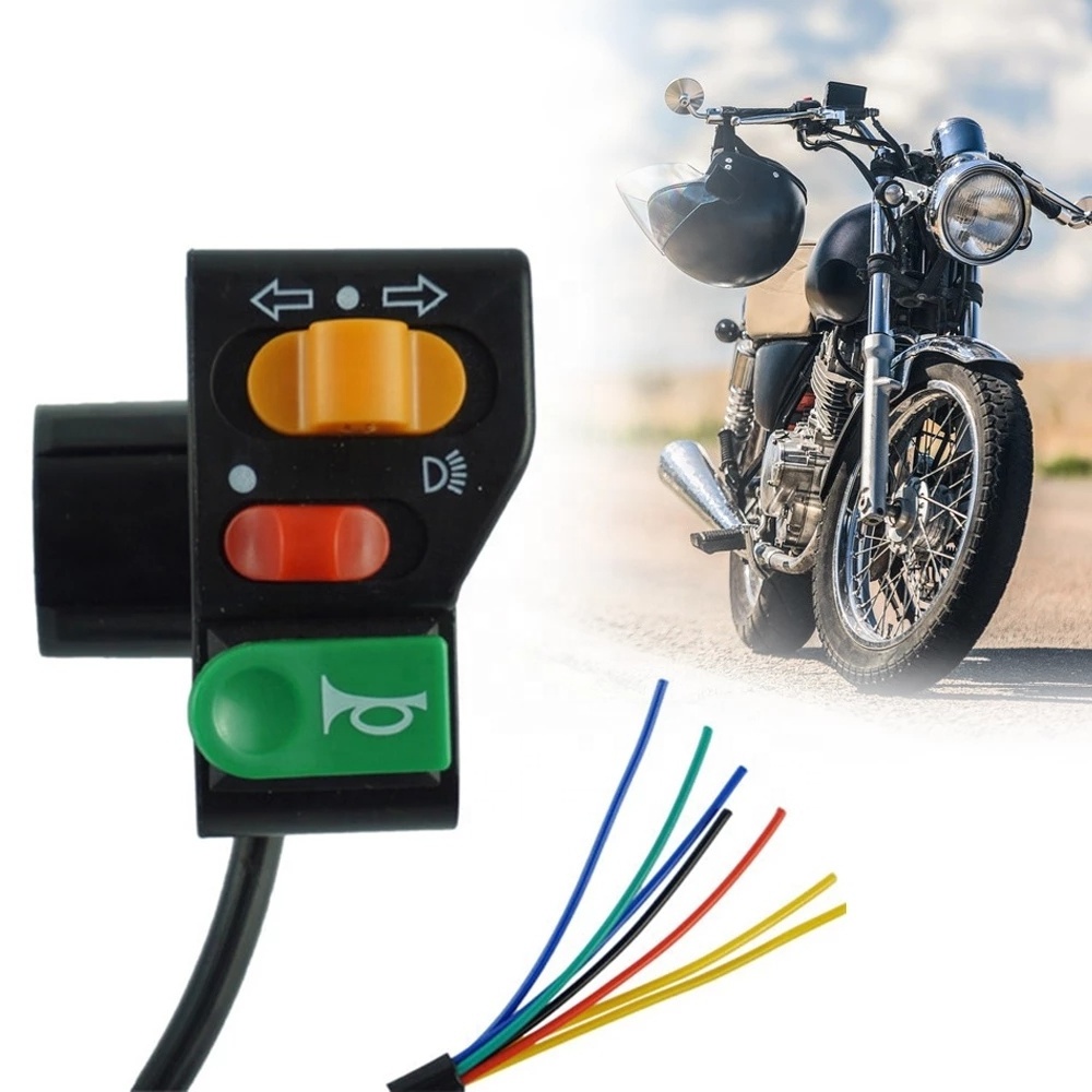 Motorcycle 7/8 Handlebar Horn Turn Signal Head Light Beam Kill Switch 3 In 1 Motorcycle Power Switch