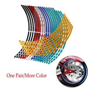 16Pcs 17"18" Strips Motorcycle Car Wheel Tire Stickers Reflective Rim Tape Motorbike Auto Decals