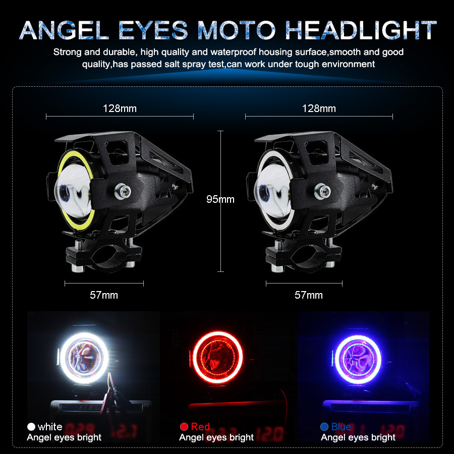 U7  Motorcycle Angel Eyes Led Headlight  spotlights auxiliary brightled headlight motorcycle headlight work Fog light