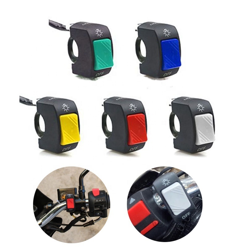 22mm ON OFF Motorcycle Light Switch Push Button 12V Button Connector Handlebar Switch for ATV Electronic Bike Scooter Motorbike