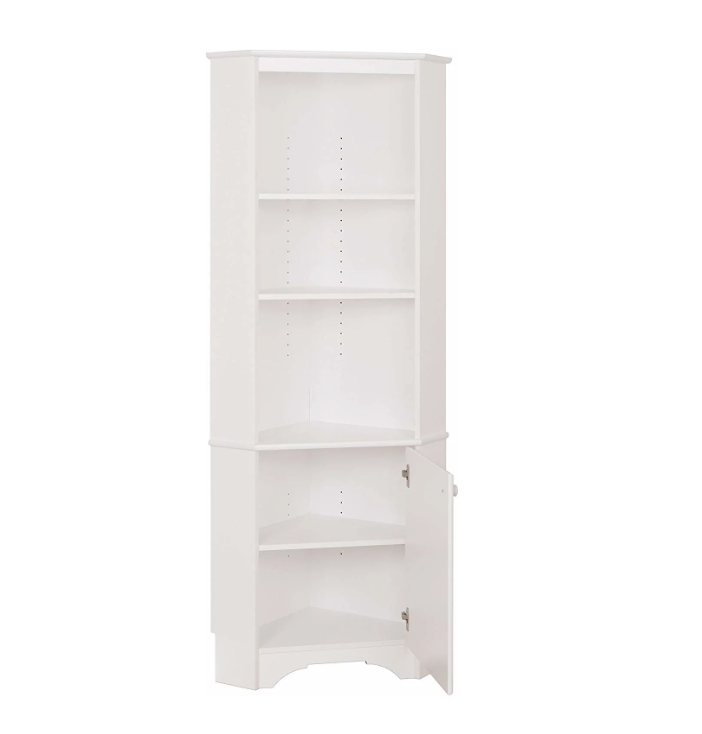 White UV Painting Antique Tall 1-Door Corner Storage Cabinet Living Room Home Furniture Bedroom Corner Cabinet