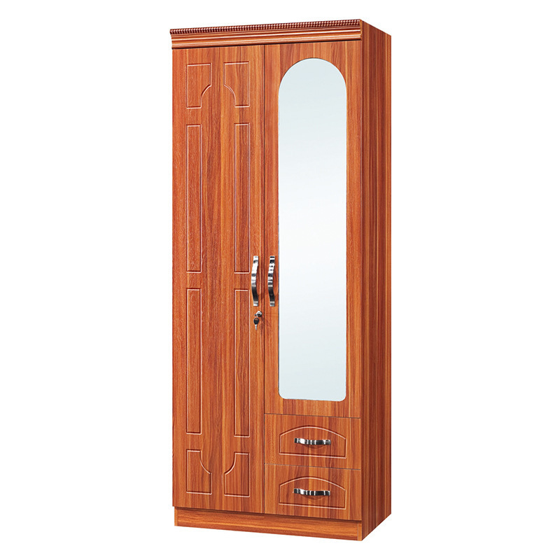 Wardrobe solid wood double door simple Nordic style home bedroom economy wardrobe adult simple panel wardrobe