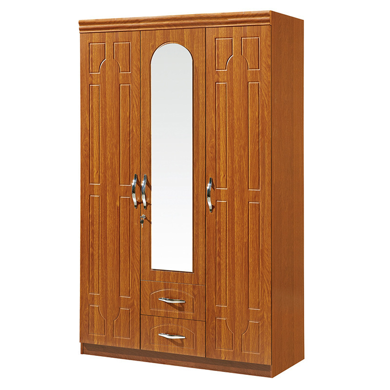 Wardrobe solid wood double door simple Nordic style home bedroom economy wardrobe adult simple panel wardrobe