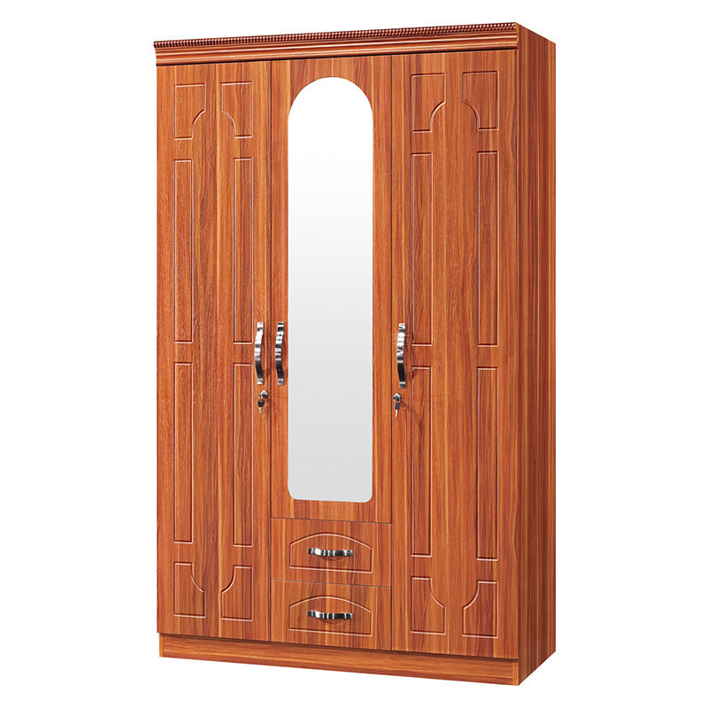 Wardrobe solid wood double door simple Nordic style home bedroom economy wardrobe adult simple panel wardrobe