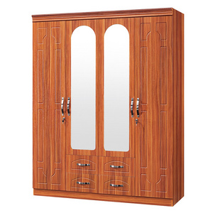 Wardrobe solid wood double door simple Nordic style home bedroom economy wardrobe adult simple panel wardrobe