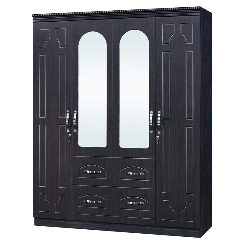 Wardrobe solid wood double door simple Nordic style home bedroom economy wardrobe adult simple panel wardrobe