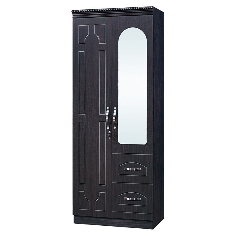 Wardrobe solid wood double door simple Nordic style home bedroom economy wardrobe adult simple panel wardrobe