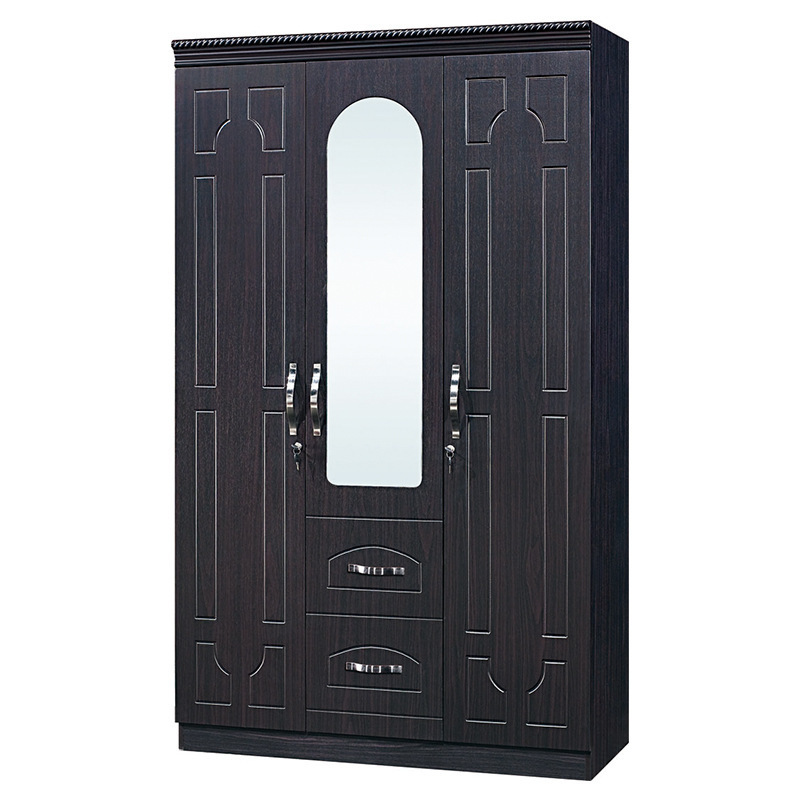 Wardrobe solid wood double door simple Nordic style home bedroom economy wardrobe adult simple panel wardrobe