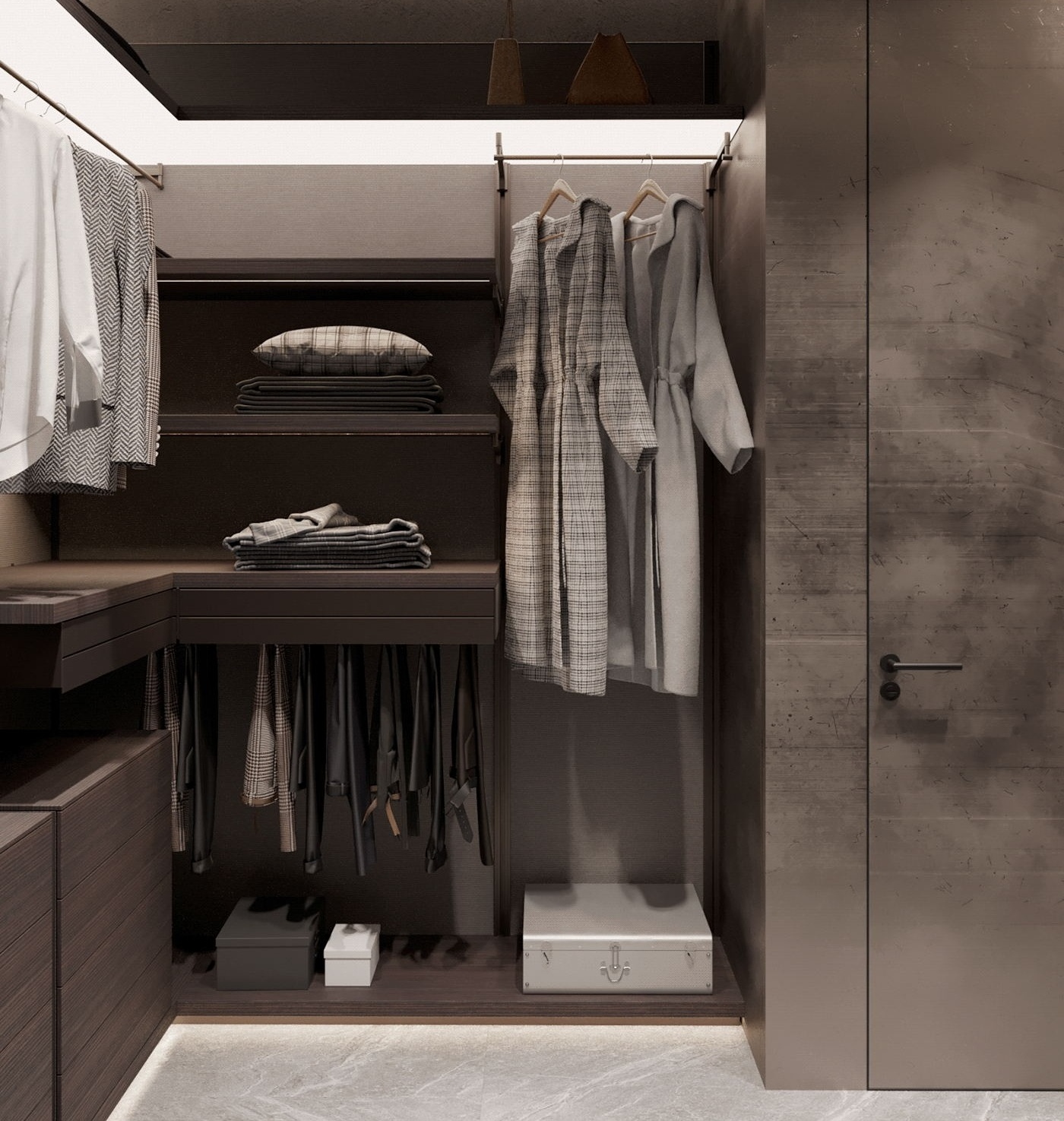 Modern simple wardrobe swing door storage wardrobe with powder table shelf sideboard bedroom wardrobe