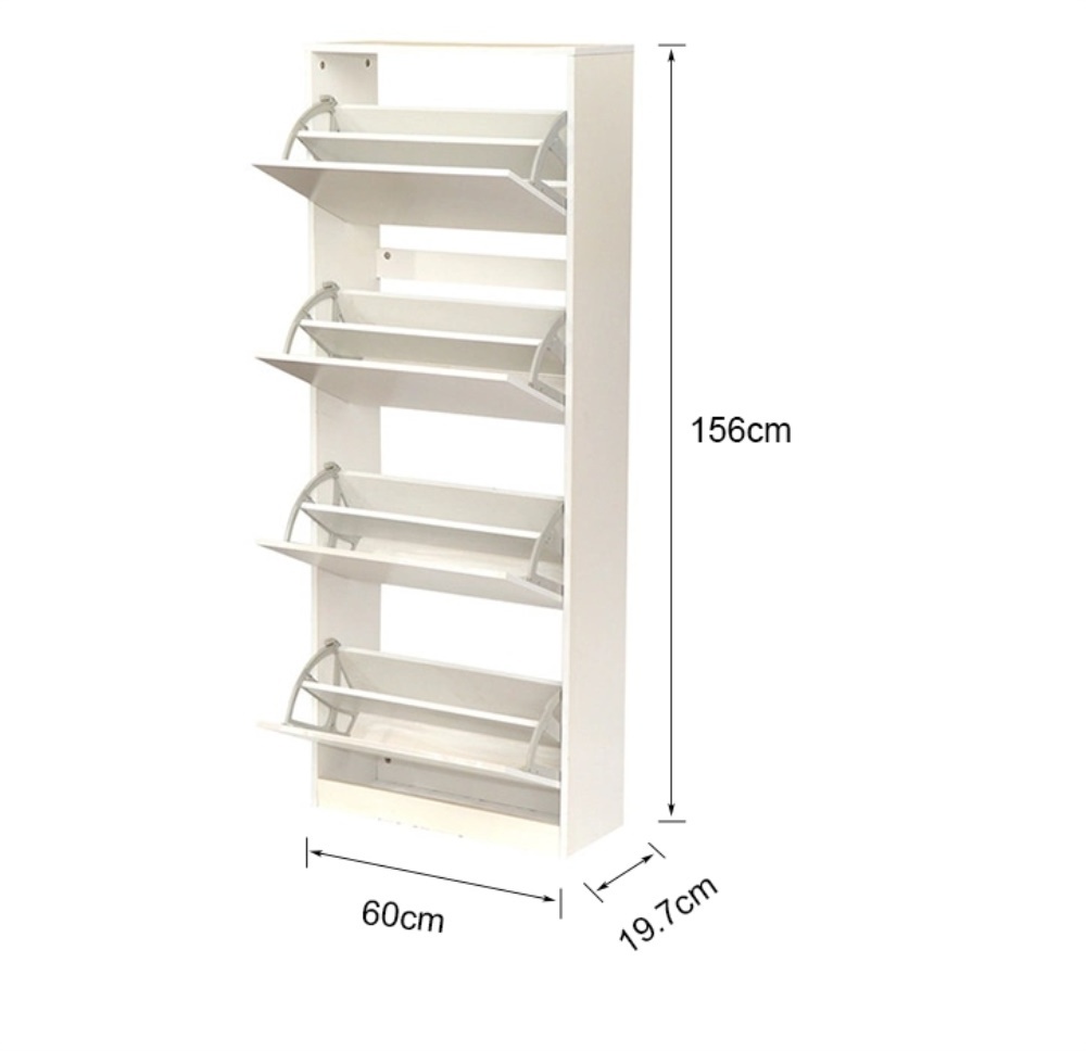 Wood Shoe Cabinet with 4 Flip Drawers Hidden Shoe Storage Cabinet for Entryway Freestanding Shoe Rack Storage Organizer